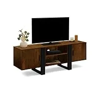 idmarket - meuble tv 140 cm phoenix 2 portes bois effet vieilli et noir