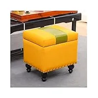 repose-pieds repose-pieds pouf en faux cuir, pouf de rangement coffre à jouets tabouret rembourré cube banc place pour salon (couleur: jaune, taille: a) chaise de décoration intérieure