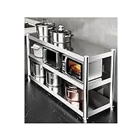 elskbrun Étagère de cuisine en acier inoxydable, étagère robuste réglable, étagères de rangement à 3 niveaux, étagères de garde-manger, étagères de garage (argent 90 x 50 x 80 cm)