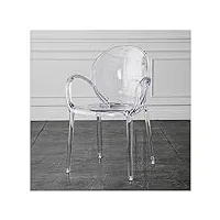asdchzen chaise transparente pour usage domestique en acrylique avec accoudoirs, dossier en cristal et pieds antidérapants, empilable pour économiser de l'espace pour la salle à manger (a)