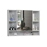 armoire à miroir de salle de bain,armoire en aluminium avec miroir,armoire de rangement au-dessus des wc,miroir de courtoisie mural à encastrer ou à poser (taille : 120 cm)