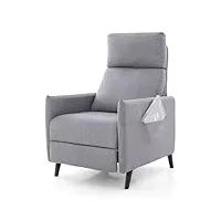 costway fauteuil de relaxation, fauteuil de massage avec dossier et repose-pieds réglables, chaise de détente inclinable en tissu de lin pour salon, chambre, cinéma maison, charge 150 kg, gris