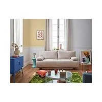 best mobilier - cristal - canapé 3 places - convertible avec coffre - en velours texturé - beige