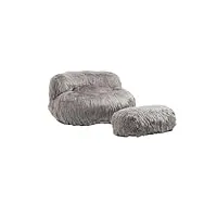 loboo idea pouf poire et repose-pieds, pouf rond pivotant confortable, canapé paresseux dossier simple, chaise de salon, pour balcon, salon (gris, 108 x 105 x 58 cm)