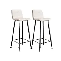 elzey lot de 2 chaises, tabourets de bar, tabouret haut, hauteur 65/75 cm, tabouret de cuisine, tabouret de bar pour petit-déjeuner avec dossier et repose-pieds en cuir pu, chaises de bar rembourrées
