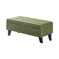 catank pouf repose-pieds ottoman boîte de rangement, avec pieds en bois, repose-pieds de salon en lin, tabouret de coiffure, chaise multifonction avec couvercles pour chaises de repos d'e