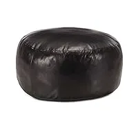 toshilian pouf repose-pied, pouf ottoman tabouret bas de salon pouf 60 x 30 cm noir cuir véritable de chèvre
