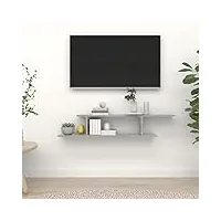 vopese Étagère murale pour tv - meuble tv suspendu - meuble bas - meuble mural - meuble suspendu - meuble gris béton - 125 x 18 x 23 cm - matériau du bois