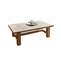 loberon oteley table basse aspect et toucher rustiques, excellente qualité artisanale, table de canapé, table de salon, bois de pin, marron