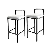elzey lot de 2 tabourets de bar modernes en simili cuir, tabouret de cuisine à rembourrage épais, chaises de bar avec pieds en métal, hauteur d'assise 55 cm full moon