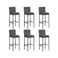 générique larryhot tabourets de bar avec coussins 6 pcs gris résine tressée fauteuils et chaises,tabourets de bar,gris