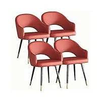 lot de 4 chaises de cuisine, salle à manger, salon moderne, salle à manger, fauteuils d'appoint, chaise d'appoint en cuir imperméable avec pieds en acier au carbone, chaise longue