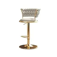 liyahead chaise de bar rotative, avec pieds dorés et dossier rembourré en velours, tabouret haut pour comptoir de cuisine de restaurant, hauteur réglable 54-74 cm