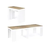 idmarket - table console extensible orlando 10 personnes 235 cm bois blanc et façon hêtre