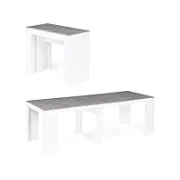 idmarket - table console extensible orlando 10 personnes 235 cm bois blanc et effet béton
