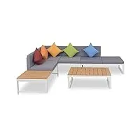 rantry lot de 4 canapés de jardin avec coussins en aluminium et wpc, canapé-lit, canapé, salon, canapé, canapé, moderne, décoration de meubles