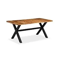 rantry table à manger en bois massif d'acacia et mangue 180 x 90 x 76 cm, table à manger, table de cuisine, table de jardin, tables extérieures décoration de meubles