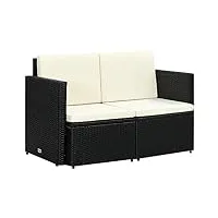 rantry canapé de jardin 2 places avec coussins en polyrotin noir, canapé-lit, canapé, salon, canapé, canapé, moderne, décoration de meubles