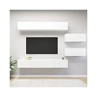 rantry meuble tv 6 pièces blanc en aggloméré meuble tv meuble meuble tv basse table de salon support tv pour salon décoration de meubles