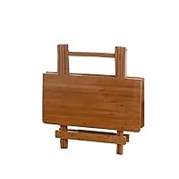 magill petite table à manger pliante, table d'appoint pliante en bambou, table de canapé rectangulaire portable, bistro d'extérieur pour jardin, terrasse, table basse en bois-100 x 60 x 75 cm