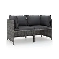 rantry canapé de jardin 2 places avec coussins gris en polyrotin, canapé-lit, canapé, salon, canapé, canapé, moderne, décoration de meubles