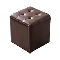 pouf rond ottoman avec repose-pieds en simili cuir synthétique moderne, siège rectangulaire, repose-pieds, chaise rectangulaire (marron 36 x 40 cm)