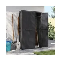 nice armoires et armoires de rangement et casiers - armoire de rangement d'extérieur en polypropylène noir - 97 x 37 x 165 cm