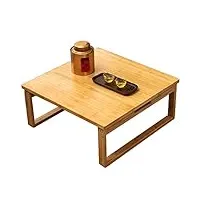 xqmart table basse pliante pour café, table simple en baie vitrée, petite table basse de balcon de style japonais, table basse en bois (beige 60x60x26cm)
