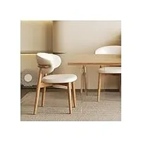 lot de 2 chaises de salle à manger modernes du milieu du siècle, chaises de cuisine, chaises rembourrées confortables en cuir pu pour salle à manger, cuisine, salon avec pieds en bois, blanc cassé