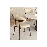 lirrebol lot de 2 chaises de salle à manger modernes, chaises d'appoint à dossier incurvé pour cuisine et salle à manger, chaises de cuisine rembourrées en cuir pu avec pieds en bois, beige
