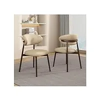 lirrebol lot de 2 chaises de salle à manger – chaises de cuisine modernes en cuir pu, chaises de salon avec pieds en bois, chaises d'appoint pour salle à manger, cuisine, beige