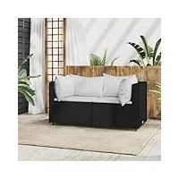 homgoday mobilier de jardin 3 pièces - canapé d'angle avec coussins - mobilier de jardin - canapé d'angle - en polyrotin - noir