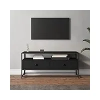 rantry casa mobile meuble tv noir 100 x 35 x 45 cm en bois multicouche, meuble tv, meuble bas pour tv, table de salon, support tv pour salon