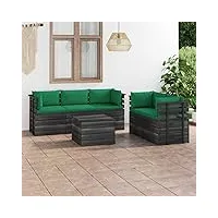 rantry casa set canapés de jardin sur palette 6 pièces avec coussins massifs de pin, canapé-lit, canapé moderne, canapé-lit, meubles d'extérieur pour jardin