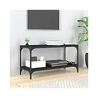 rantry casa mobile meuble tv noir 80 x 33 x 41 cm en bois multicouche et acier, meuble tv meuble bas pour tv table de salon support tv pour salon