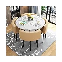 ensemble de table de salle à manger pour 4 personnes, table de cuisine ronde moderne avec chaises en cuir synthétique, meubles de salle à manger pour petit bureau, salle à manger
