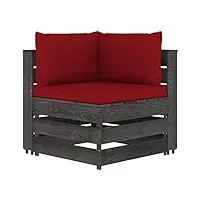 generico larryhot canapé d'angle modulaire avec coussins en bois imprégné gris, meubles et chaises de jardin, unité pour canapé sectionnel d'extérieur, 3068117