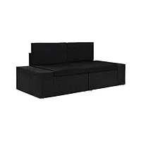 generico larryhot canapé modulaire 2 places en polyrotin noir, meubles et chaises de jardin, unité de canapé sectionnel d'extérieur, 49505