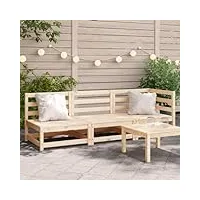 larryhot canapé de jardin 3 places en bois massif de pin, meubles et chaises de jardin, unité pour canapé sectionnel d'extérieur, 837949