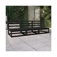 larryhot canapé de jardin 3 places noir en bois massif de pin, meubles et chaises de jardin, canapés de jardin, canapés de jardin, 3075303