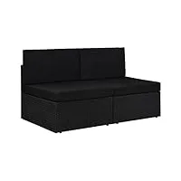 generico larryhot canapé modulaire 2 places en polyrotin noir, meubles et chaises de jardin, unité de canapé sectionnel d'extérieur, 49503
