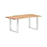 generico larryhot table à manger avec bords vivants massifs d'acacia 200 cm 3,8 cm, table de cuisine et salle à manger, 285937