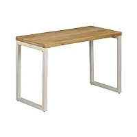 generico larryhot table à manger 115 x 55 x 76 cm bois massif de mangue et d'acier, tables de cuisine et salle à manger, 247333