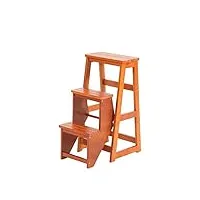 wxxhfc escabeau pliant multifonction, tabouret d'échelle en bois massif, chaise à échelle pliante épaisse, double usage, escaliers hauts à trois marches, étagère de rangement pour tabouret