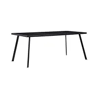 generico larryhot table à manger noire 160 x 80 x 75 cm en verre trempé, tables de cuisine et salle à manger, 281874