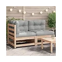 larryhot canapé de jardin avec coussins 2 places en bois massif pin, meubles et chaises de jardin, unité pour canapé modulable d'extérieur, 838118