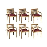 generico larryhot chaises batavia avec coussins 6 pièces en bois massif de teck, meubles et chaises de jardin, chaises de jardin, chaises de jardin, 3073331