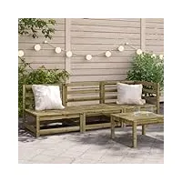 larryhot canapé de jardin à 3 places en bois imprégné de pin, meubles et chaises de jardin, unité pour canapé modulaire d'extérieur, 837955