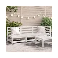 larryhot canapé de jardin 3 places en bois massif de pin blanc, meubles et chaises de jardin, unité pour canapé sectionnel d'extérieur, 837950