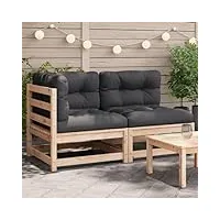 larryhot canapé de jardin avec coussins 2 places en bois massif pin, meubles et chaises de jardin, unité pour canapé modulaire d'extérieur, 838117